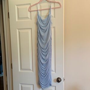 Fashion Nova Blue Ruched Bodycon Dress